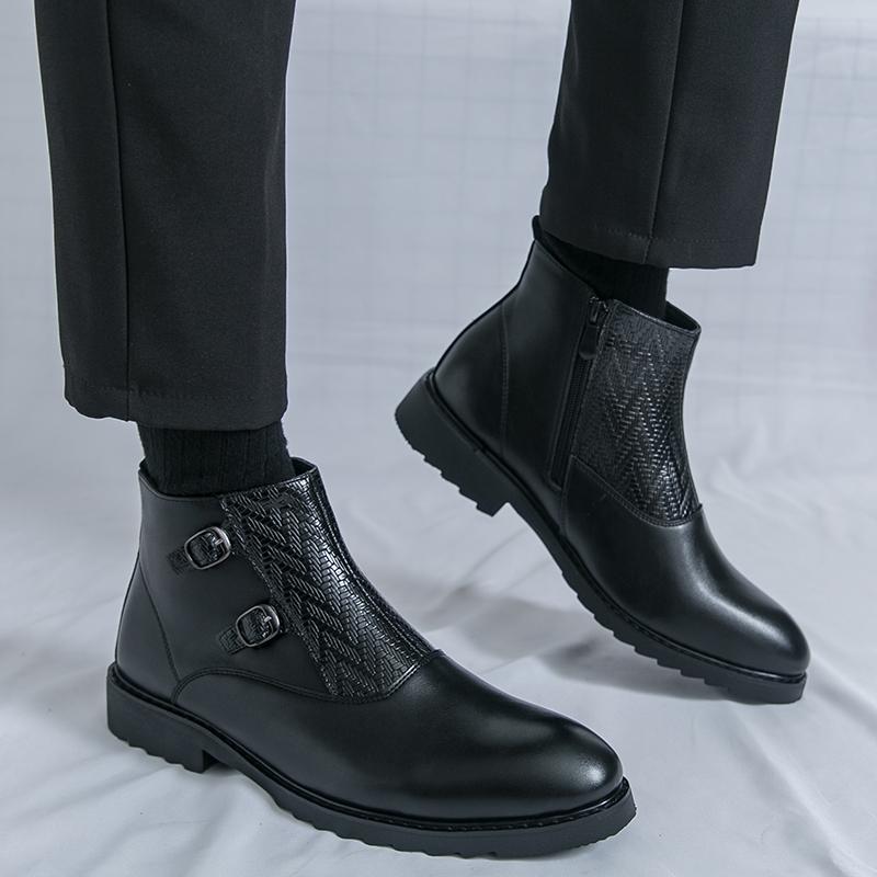 Men’s High Boots Dress Formal Retro Brown Ankle Boots Black Tuxedo Wedding Shoes Plus Size