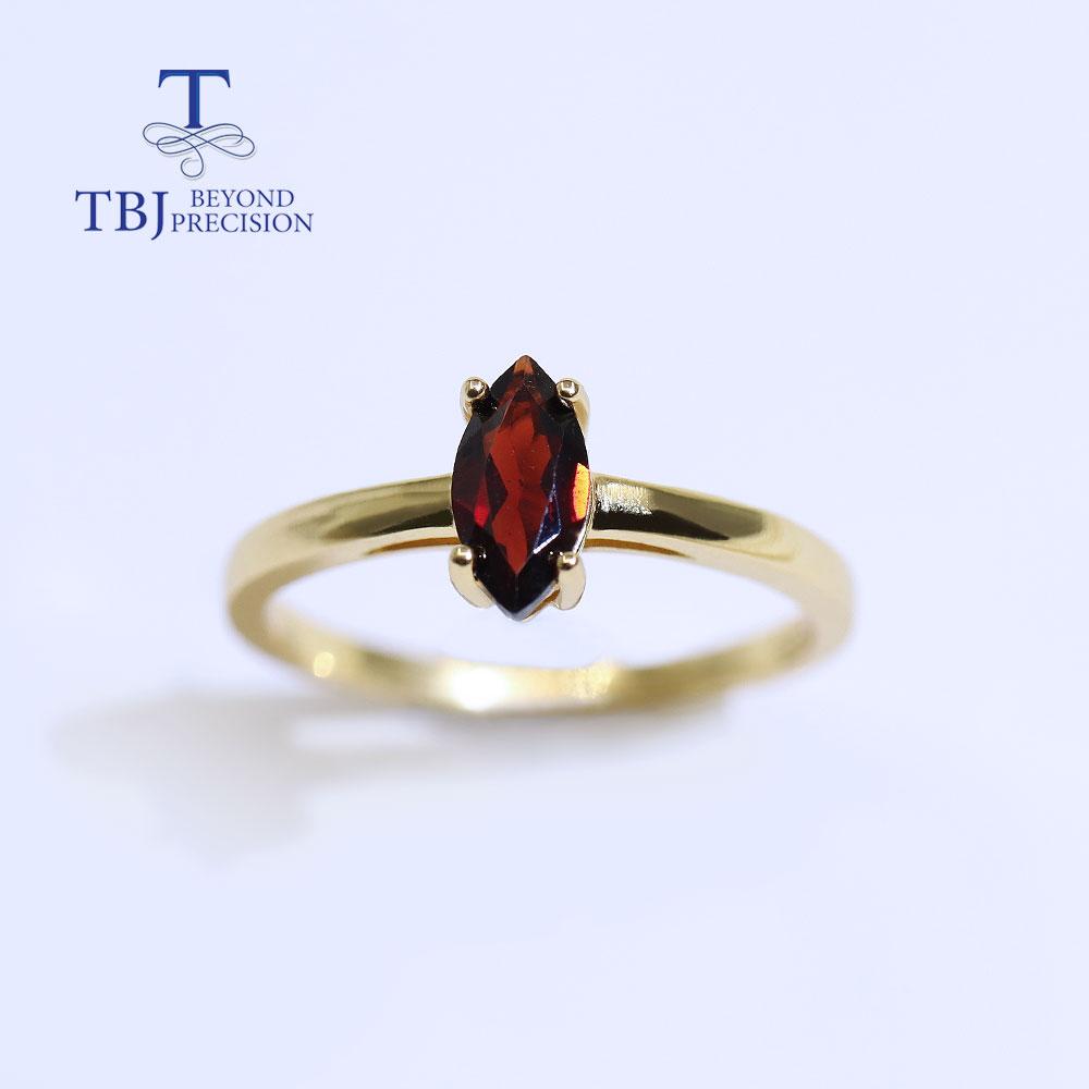 Natural Simple Garnet Ring Mq 4*8mm Semi Precious Gemstone 925 Sterling Silver Fine Jewelry for Girls Women Daily Wear Nice Gift