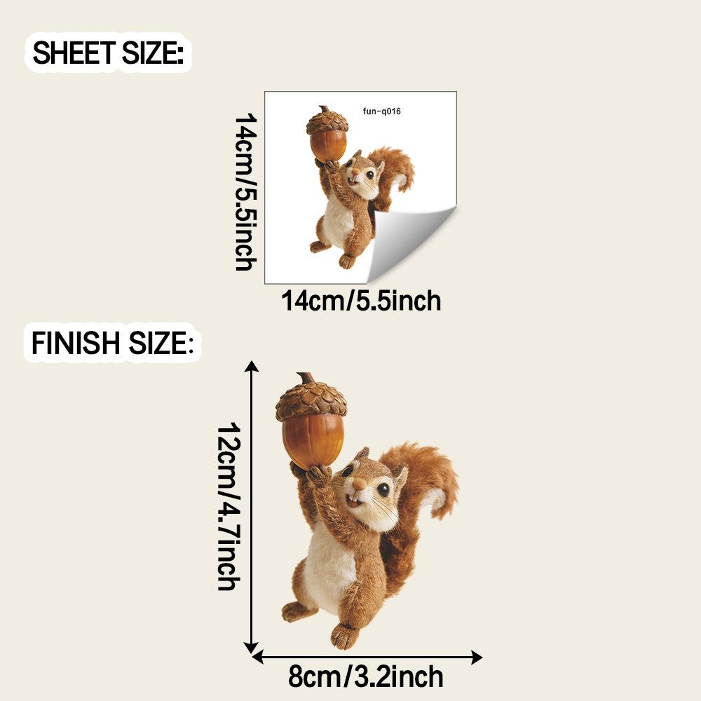 Cartoon Painted 3D Realistic Squirrel Car Fuel Tank Beautification Decoration Sticker fun-q016
