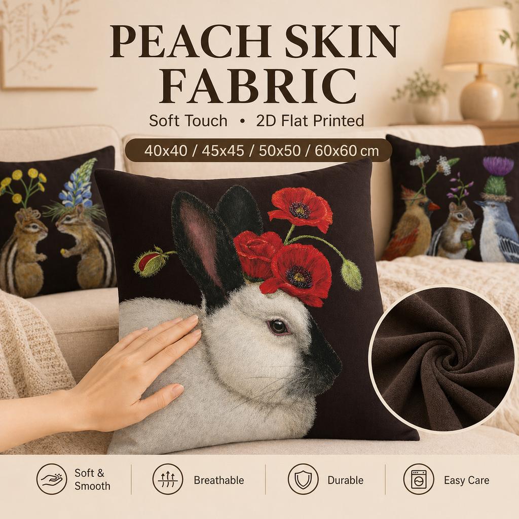Soft Peach Skin 2D Flat Printed Cushion Cover Ethnic Bird Nordic House Throw Pillow Case For Couch Living Room Home Decor Case