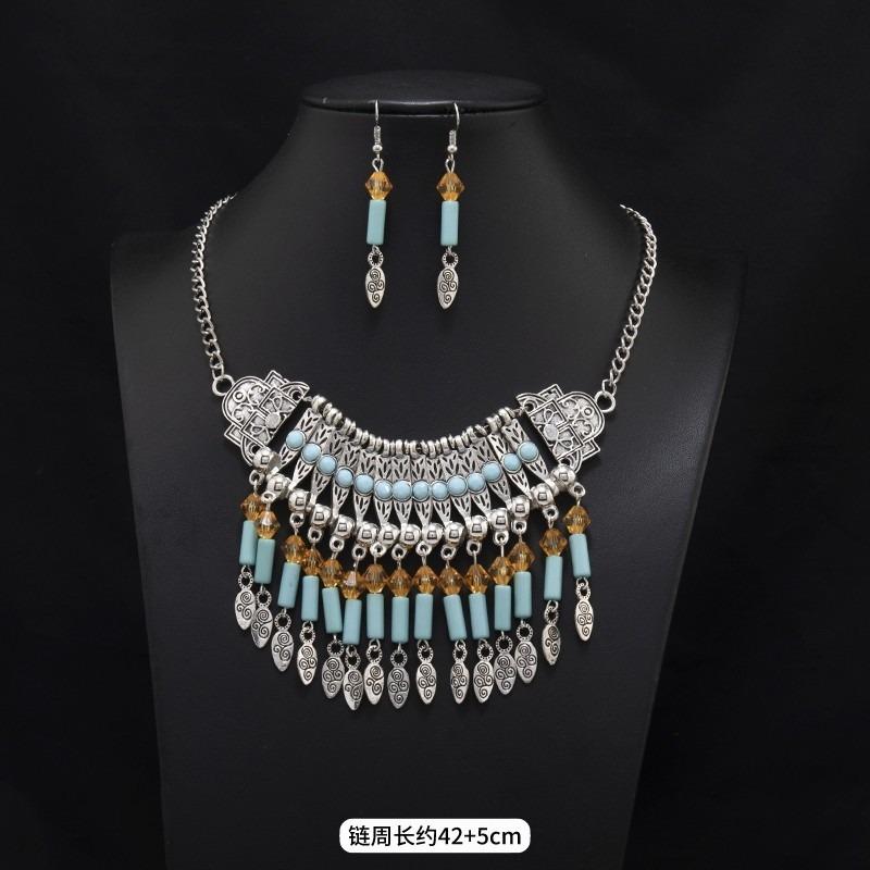 Tibetan Vintage Exotic Bohemian Necklace Nepalese Clavicle Chain Pendant Forehead Ornament Female