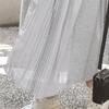 Summer Dress for Short Large Side Pleated Maxi Relaxed Magazine [JINJUDUO] Women, Sleeve, Pleated, Swing, Skirt, Length, Fit, Figure-Flattering,