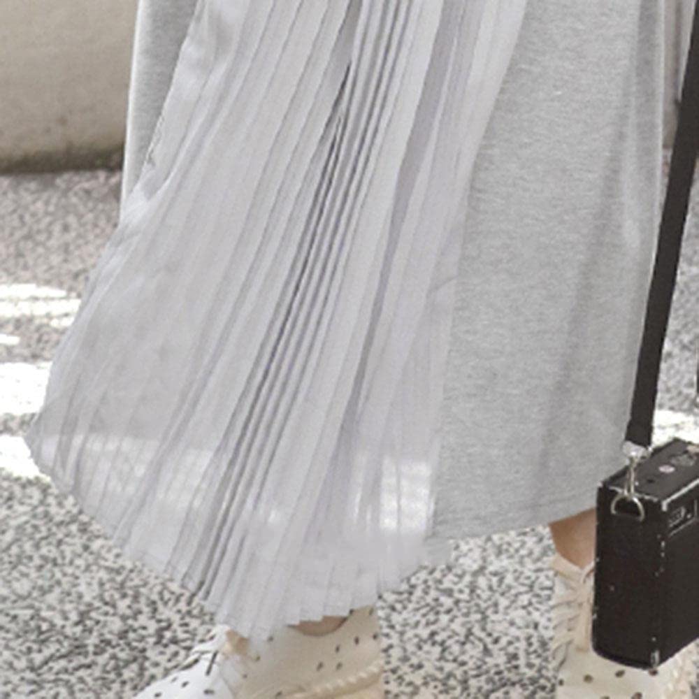 Summer Dress for Short Large Side Pleated Maxi Relaxed Magazine [JINJUDUO] Women, Sleeve, Pleated, Swing, Skirt, Length, Fit, Figure-Flattering,