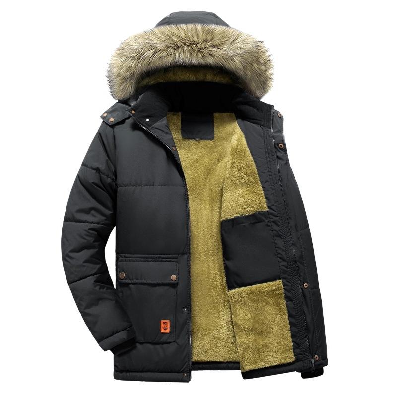 

Мужская повседневная хлопковая куртка короткая легкая удобная для переноски зимнее теплое пальто 5xl чёрный