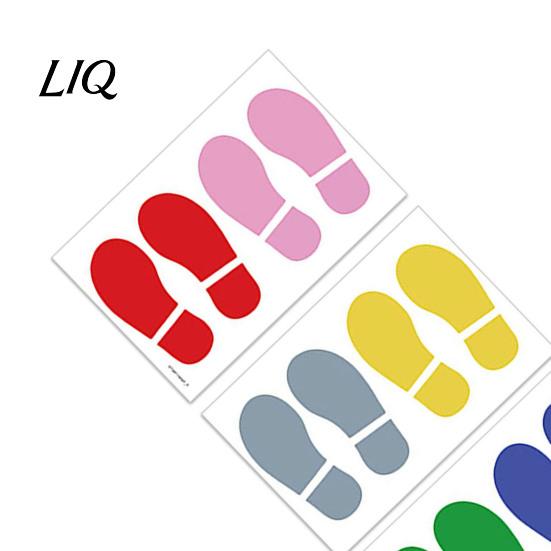 Early Education Floor Stickers 4 Sheets 8 Pairs Kids Shoes Decals, Colorful Footprint Adhesive Waterproof Stairway Directional PVC Step for Classroom