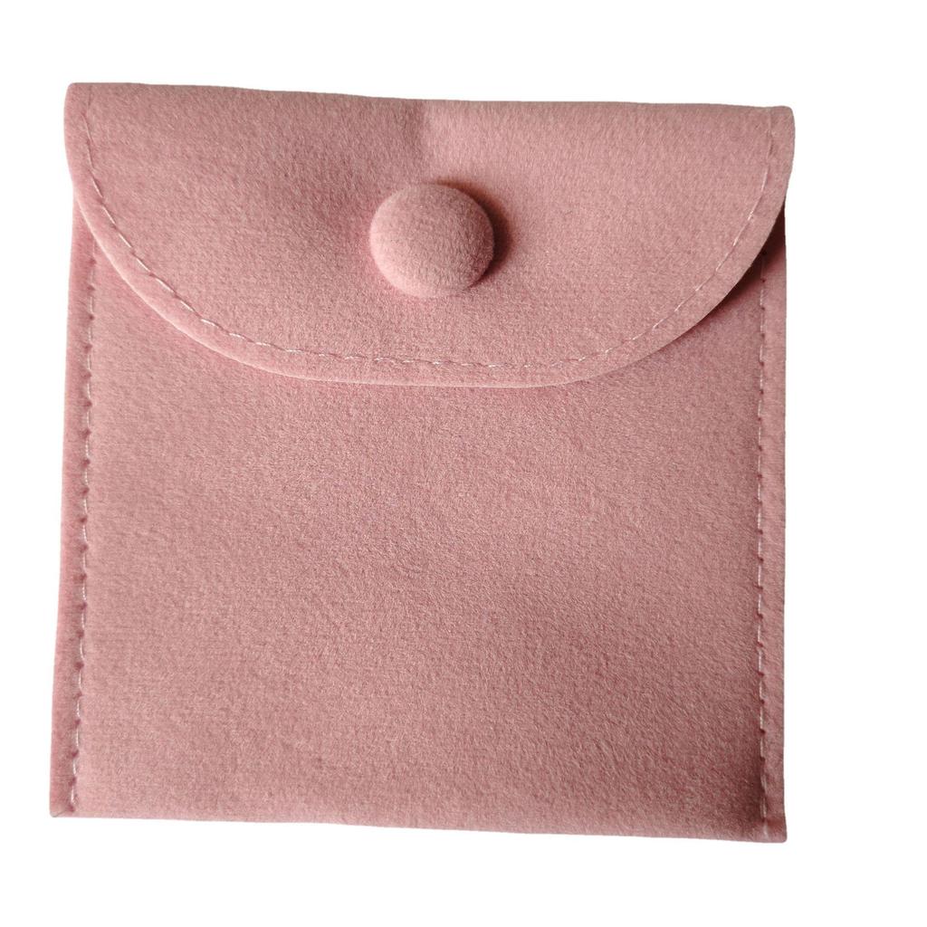 In-Stock Black Velvet Double-Sided Necklace Storage Bag with Snap Closure Flap