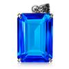 Natural Blue Topaz Pendant 129 ct Brazilian Emerald Cut 925 Sterling Silver Gemstone Jewelry Gift