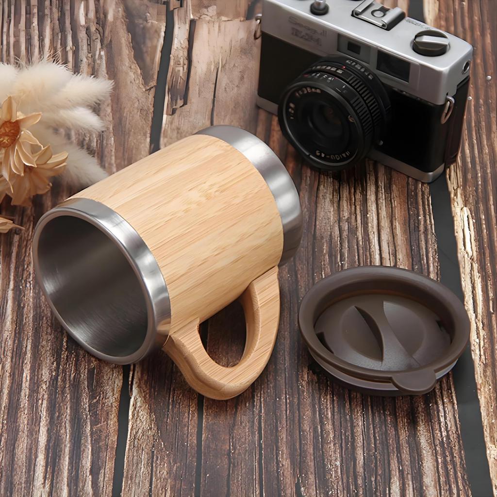 IOLOYU Heat-Resistant, High-Quality Stainless Steel Mug, 300ml, with Lid, Insulated, Stainless Steel Mug, Vacuum Insulated, Stainless Steel, with