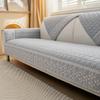 1pc Waffle Quilting Four Season Anti-Slip Sofa Cover With Snowflake Lace Decor, Couch Cover Blanket Modern Living Room
