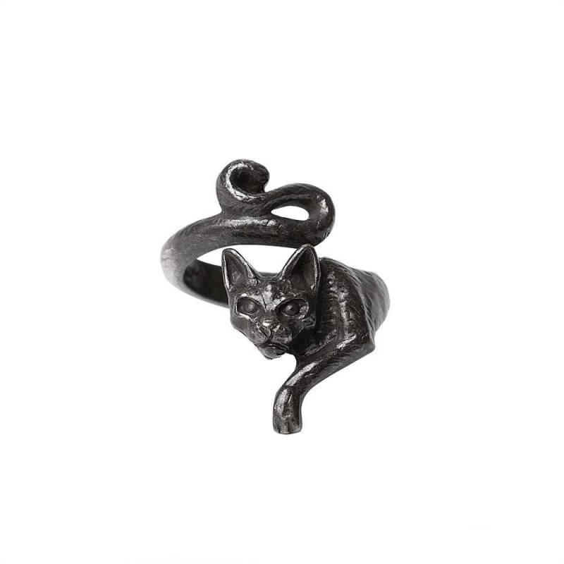 Adjustable Open Ring Cat Lovers Unisex Vintage Style Copper Jewelry Geometric Animal Design Adjustable Open Band
