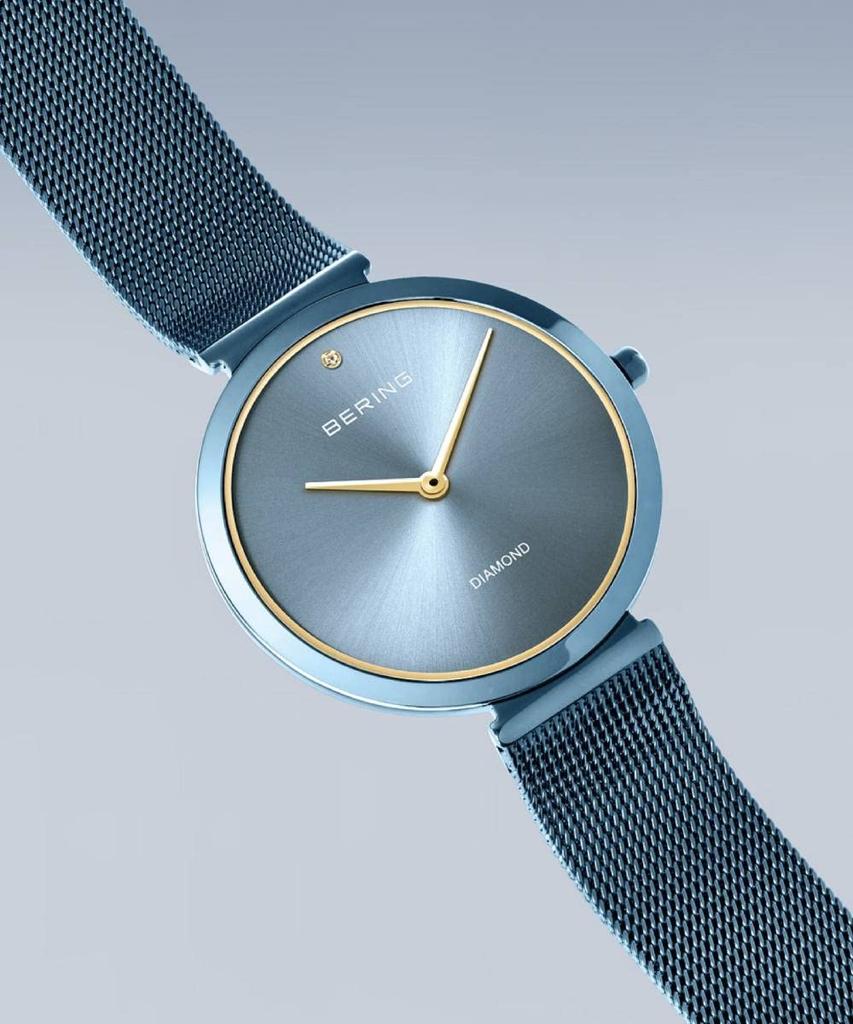 BERING Saat Hayır Modeli Quartz Mavi Paslanmaz Çelik Hasır Kordon Bakım Zamanı Orijinal İthal Ürün 3 Yıl Dahili Garanti Safir Cam