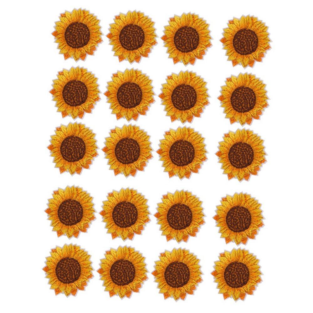 20pcs Yellow Sunflower Pattern Sunflower Embroidered Patch Sew On Patch  Clothes Decoration
