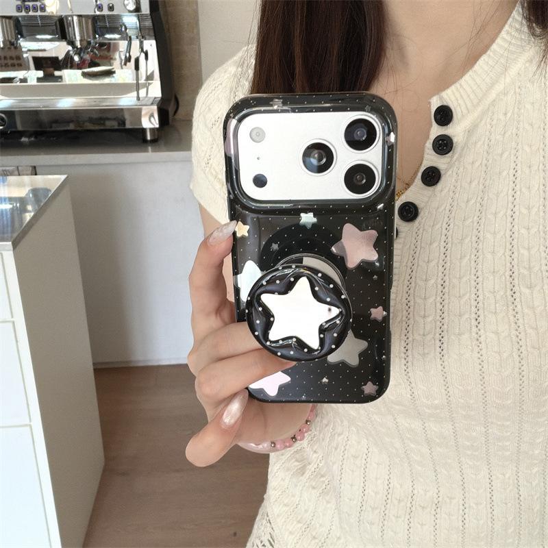 Custom Polka Dot Mirror Star Stand for iPhone 17/16 Pro Max/15/14 Cases