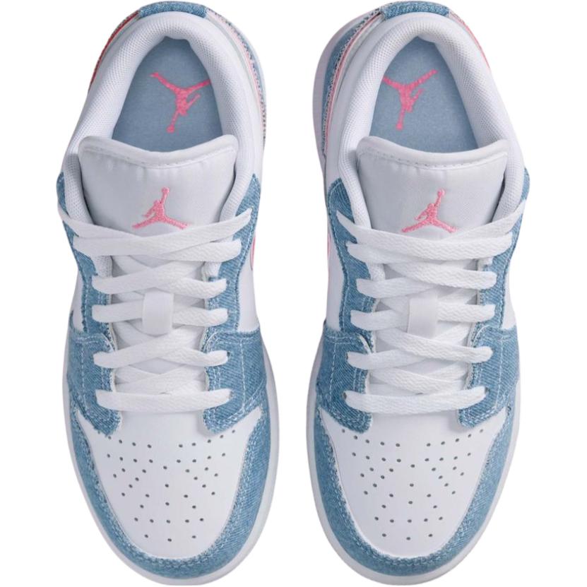 Air Jordan 1 Low GS Denim Sequin Kids Sneakers Blue Cobalt-Bliss White HQ2001-400