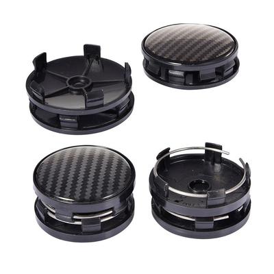 4 STÜCKE Carbonfaser-Muster Textur Auto-Radnaben-ABS-Abdeckung Kein Logo Modifizierte Radnabenabdeckung Schwarze Auto-SUV-Radnabenabdeckung
