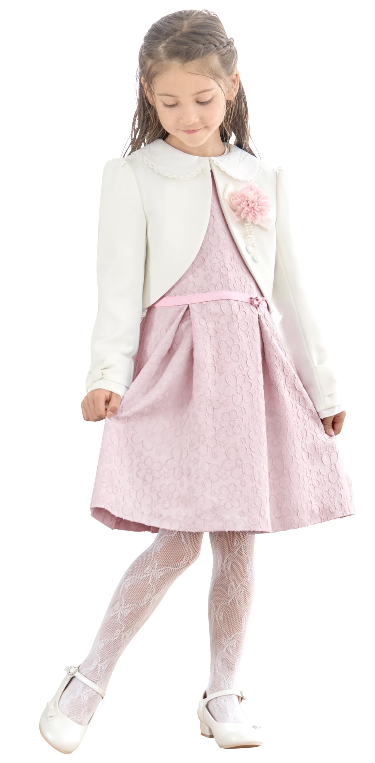 

Костюм для девочек на церемонию вступления, одежда для выпускного, торжественная юбка, комплект «Ангел», платье-болеро с лентой, лиловая спинка 130 см [Arisana] Детская (3-х частей