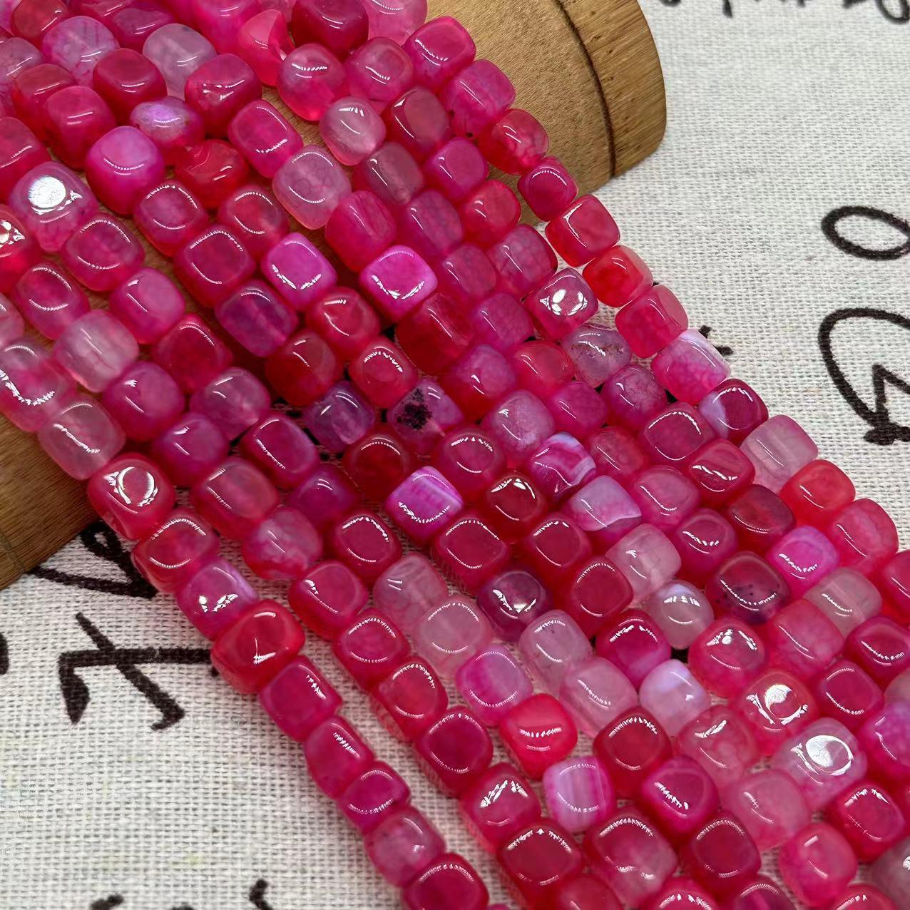 

Красочные бусины из агата в форме куба с рисунком дракона для самодельных украшений, бусины ручной работы Dragon Agate розы красного