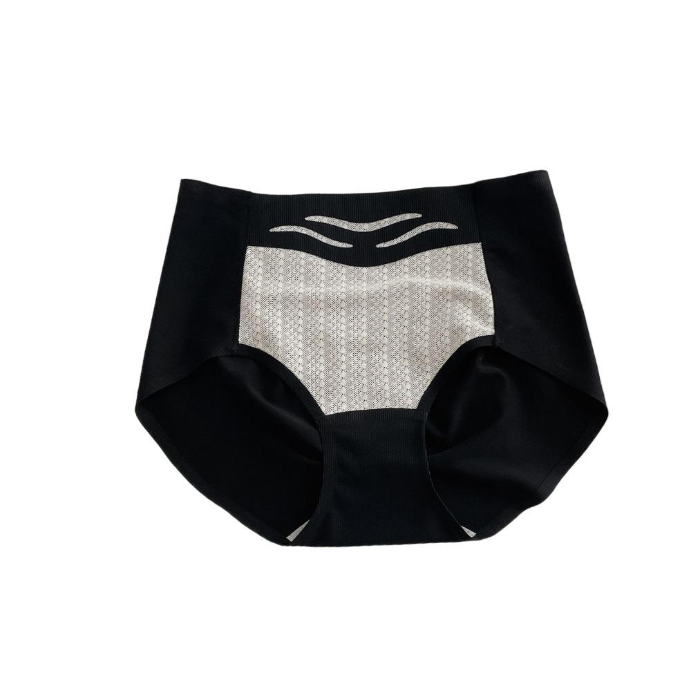 

High Waist Ice Silk Panties Tummy Control Seamless Briefs Comfortable Butt Lifter Underpants Daily чорний