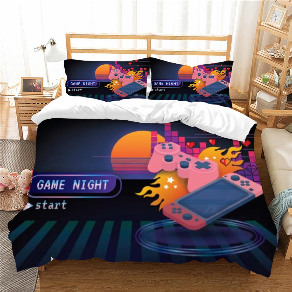 Set husă de cuvertură 3D Gamepad cu imprimare husă de pilota Poliester Textile pentru casa Băieți Fete Față de pernă de o singură dimensiune