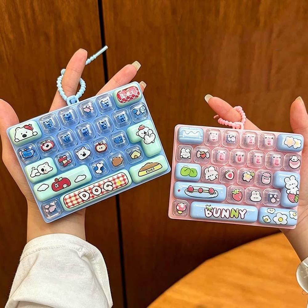 26 Keys Layout Mechanical Keycap Clicker Cute Cartoon Backpack Key Chain Pendant Students