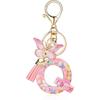 English Alphabet Letter Tassels Keychain Pink Butterfly Pendant Key Chain Women Car Key Ring Bag Jewelry Simple Letter Name Gift