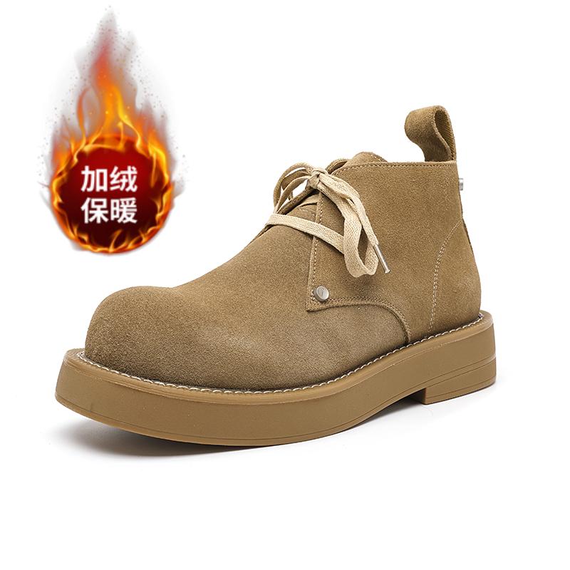 

Зимние мужские ботинки из коровьей замши, теплые ботинки для мужчин, повседневные зимние ботинки, модная уличная рабочая обувь, высокие ботильоны, ботинки челси 44