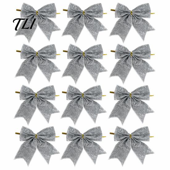 Gold Powder Bow Ties for Gifts Glitter Christmas Bow, Sparkling Ribbon Hanging Ornament Durable Ornaments Trees Tree Wreath Gift Box, Festive