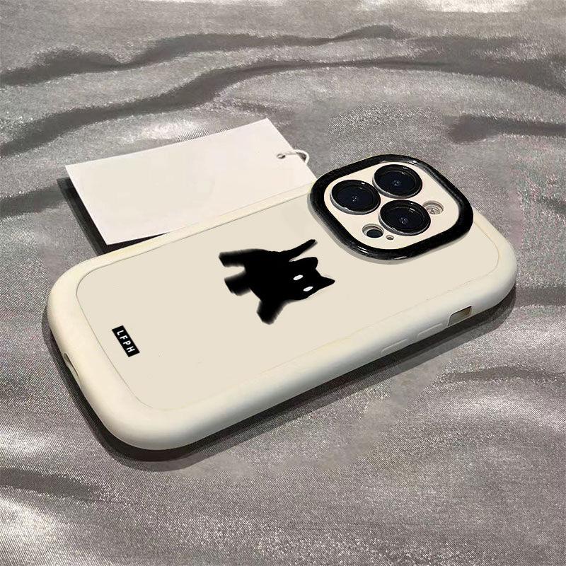 Stun Little Black Cat Suitable for Apple 15 Promax Mobile Phone Case Iphone13 Huawei Nova12 Glory Vivoop