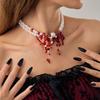 Multilayer Halloween Clavicle Choker Tassel Gothic Jewelry Fashion Blood Drop Necklace  Party