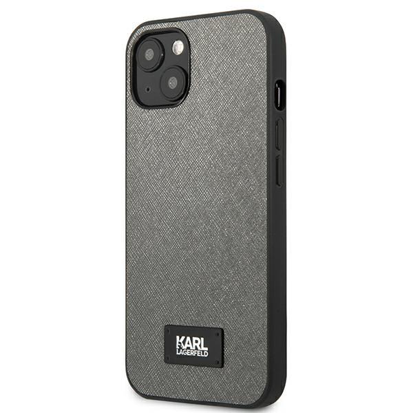 Karl Lagerfeld KLHCP13MSFMP2DG iPhone 13 / 14 / 15 6,1" Hardcase Srebrny/silver Saffiano Plaque