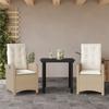 Vidaxl 3-Cz. Garden Furniture Set With Cushions, Beige, Poly Rattan