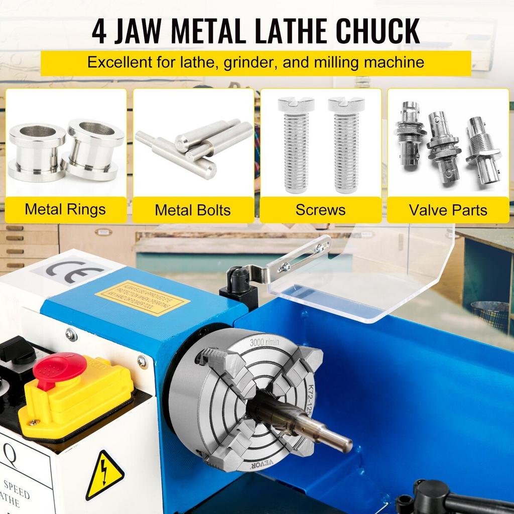 K72-125 5 Inch Lathe Chuck Independent Reversible Jaw 125MM Metal Turning Machine Accessories for Mini Metal Lathe Machine 4 Jaw Lathe Chuck