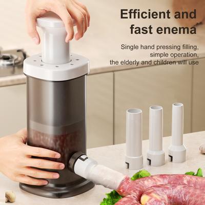 Wurstmaschine mit 4 Füllrohren, manueller Wurstfüller für den Heimgebrauch, lebensmittelechtes Wurstfüllwerkzeug, Wurstfleischfüller, Küchenbedarf