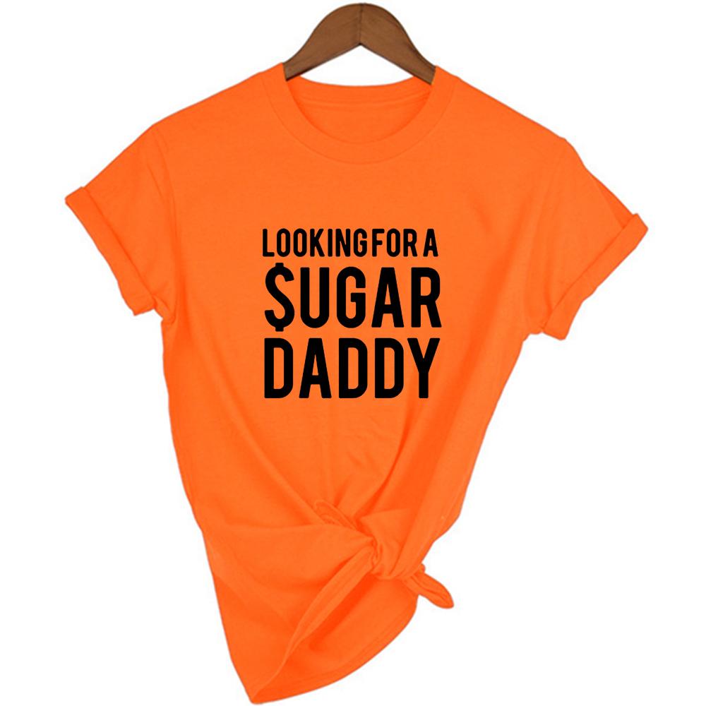 Looking For A Daddy Letters Print Women Tshirt Funny Short Sleeve Summer Tees Harajuku Female