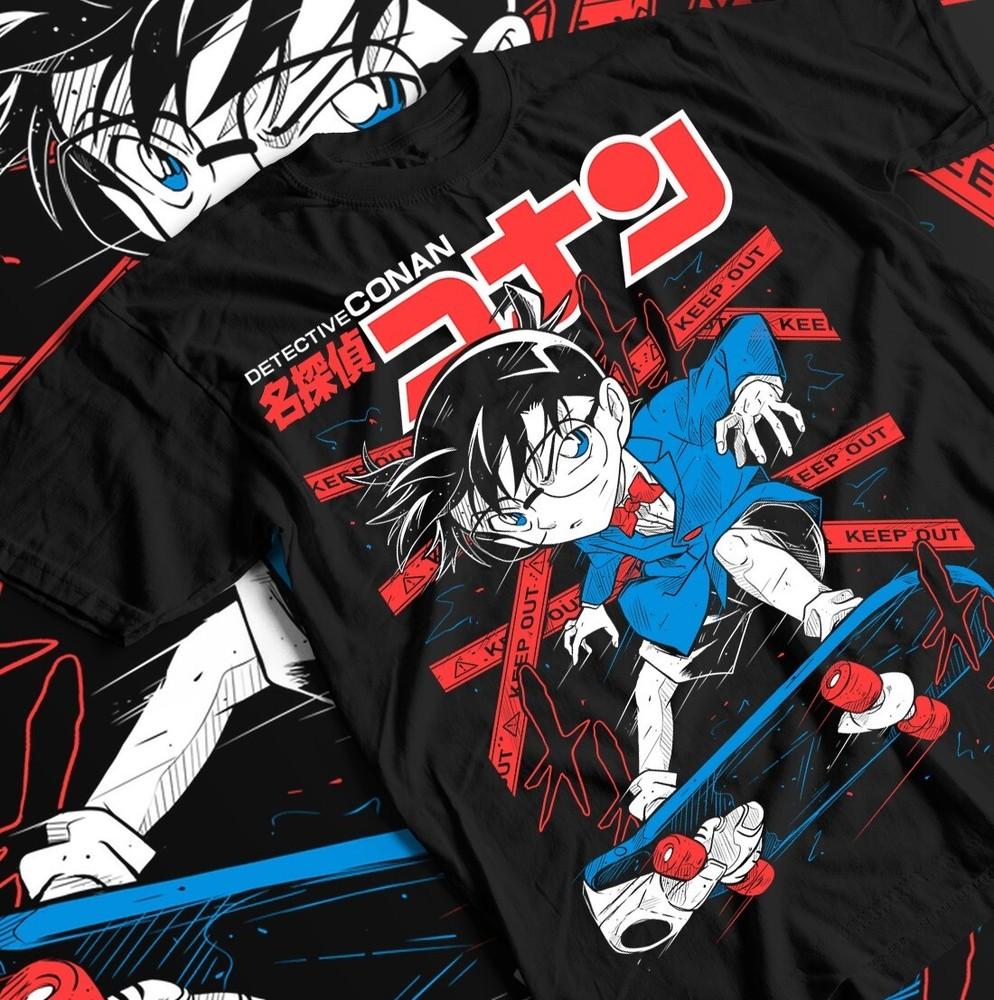 

Винтажная аниме-футболка «Детектив Конан», футболка из манги 90-х, унисекс футболка с комиксами, L