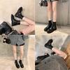 Washed Shrink Horse Leather Boots Side Zipper Buckle Locomotive Short Boots Women'S Martin Boots