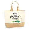 Tote Bag - PLANETEE - Unforgettable Saxophonist - Jute - Beige - Sturdy Handles