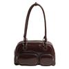 Winter niche high-end shoulder bag retro trendy underarm bag women's winter new fashion oil wax leather square