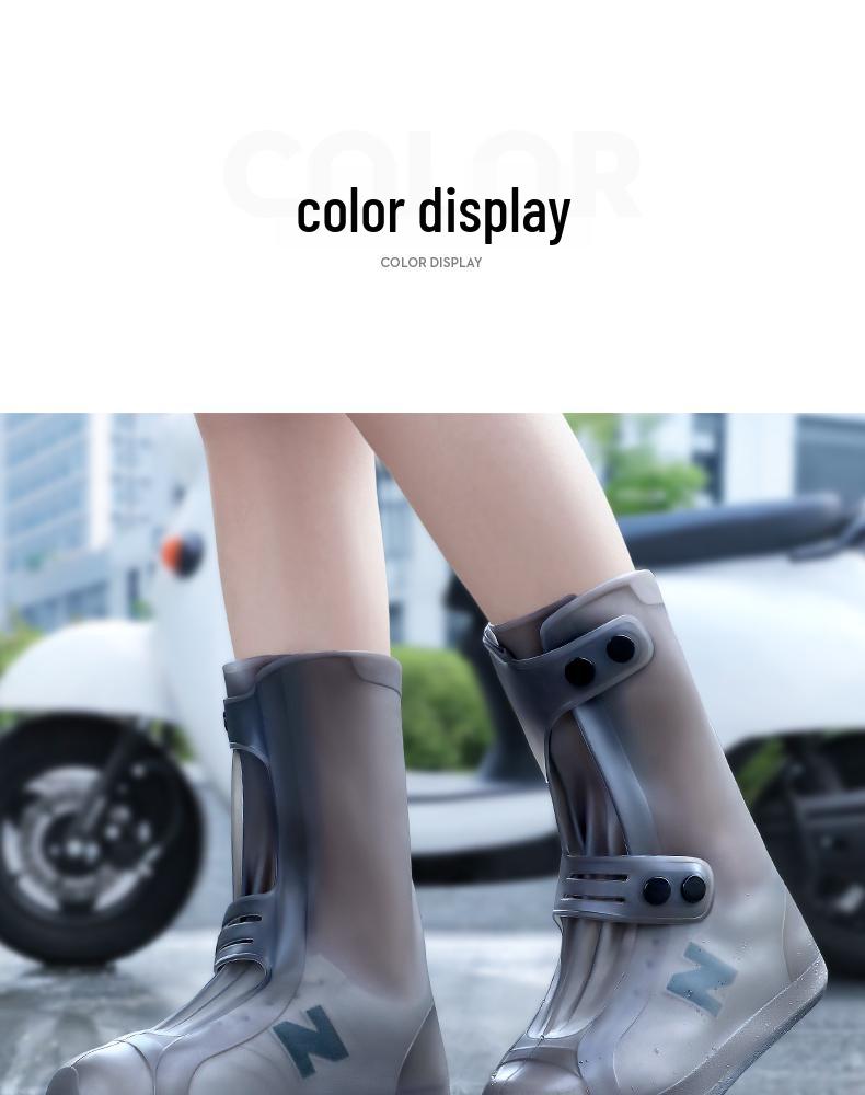 Waterproof Non-Slip Rain Boots: Thickened Silicone Shoe Covers for Men, Women, and Kids - Wear-Resistant, High-Top Design for Rainy Days.