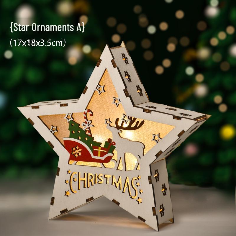Luminous Handmade Wooden Christmas Tree Ornament Pendant Decor Gift.