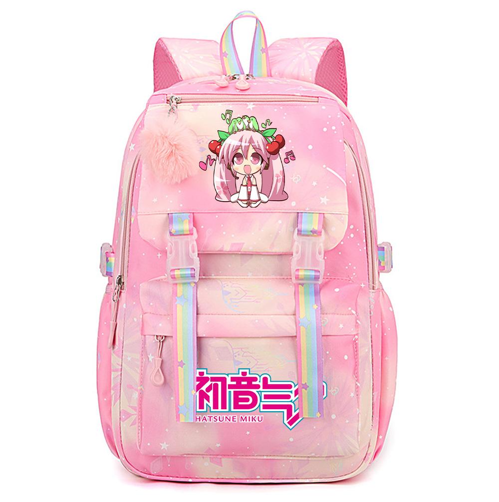 Anime Anime Hatsune Miku Bedruckter Rucksack mit großem Fassungsvermögen, wasserdicht, für Teenager, Schüler, Mädchen, Jungen, Schultasche, Büchertasche, Reisetasche