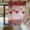 Valentine Day Decorative Curtain Heart Rose Flower Holiday Decoration Design Lightweight Breathable Semi Transparent Polyester Material Suitable