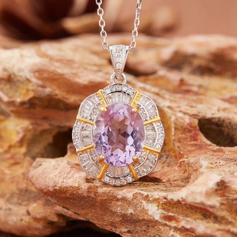 Украшения Натуральных Цветов Топаз Цитрин Аметист Подвеска Ожерелье Женское S925 Стерлинговое Серебро Разделение Цвета Украшения Серьги