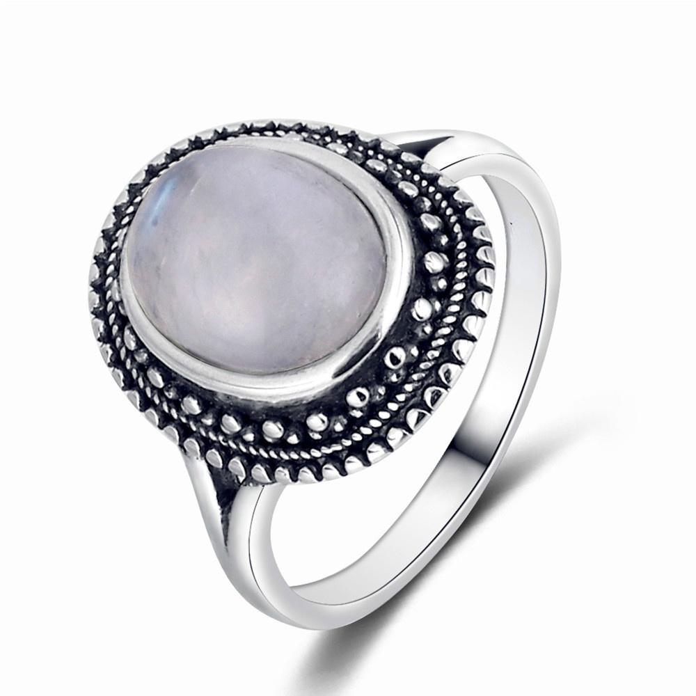 CopperRing Jewelry 8*10mm Labradorite Moonstone Boutique Jewelry Retro Ring Women Wedding Engagement Birthday Party Gift