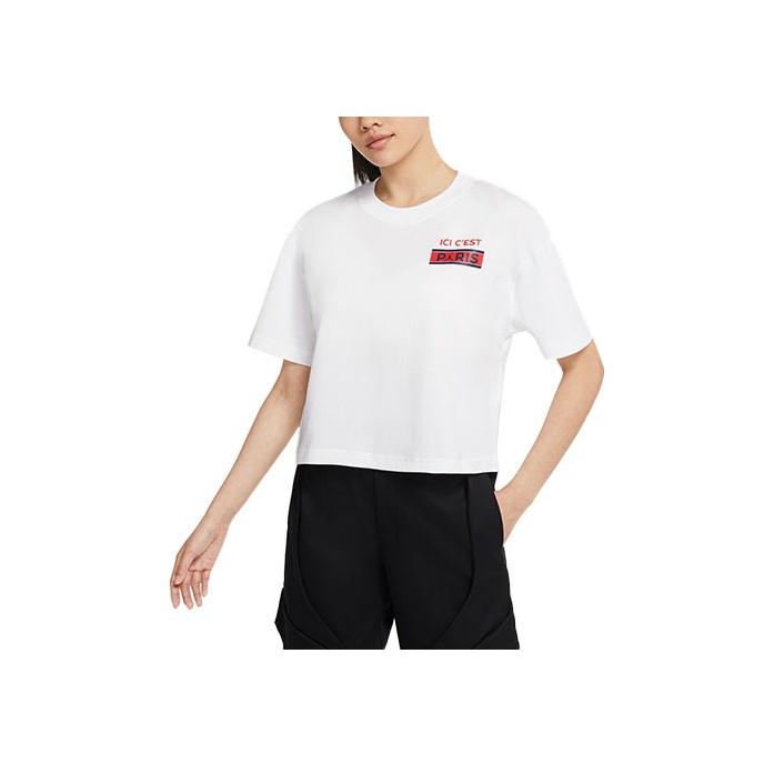 Jordan Jumpman Paris Saint-Germain Printed Loose Football T-Shirt Women Tops White DC0458-100