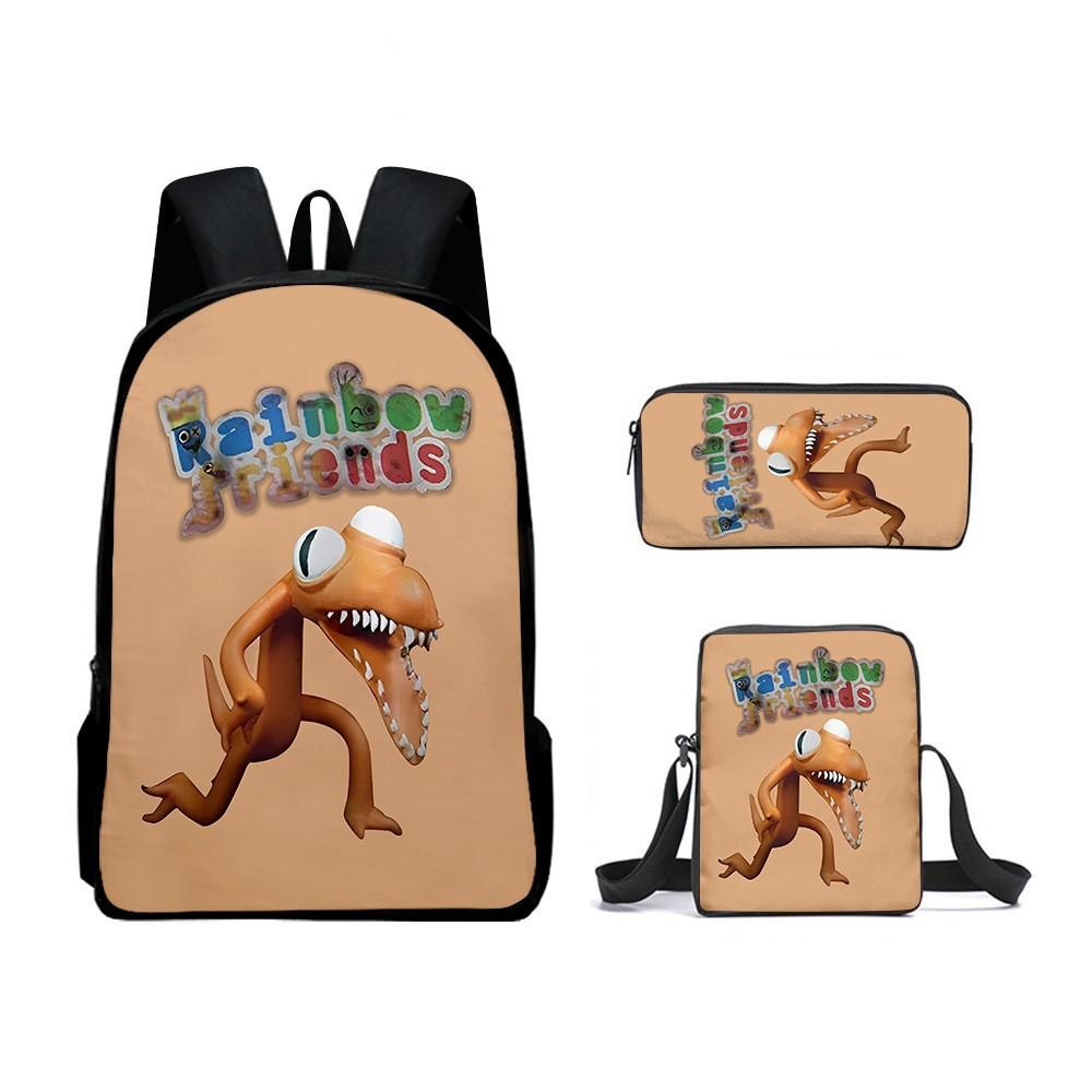 Rainbow Friends Zaino Scolastico Rainbow Friends Zaino Cartone Animato Borsa a Tracolla Astuccio Set da Tre Pezzi