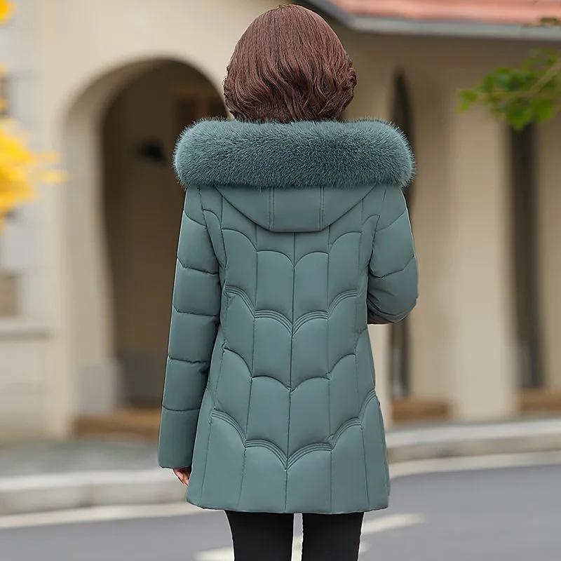 Dámská zimní silná vatovaná bunda, Módní vatovaná bunda pro ženy středního a staršího věku, Vatovaná bunda v západním stylu