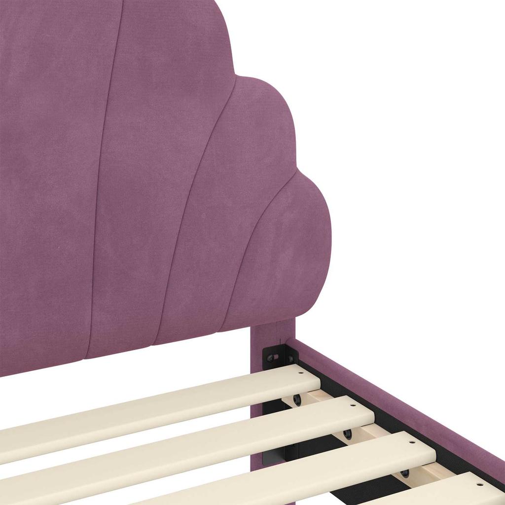 Children S Bed Frame with Headboard Purple 90 X 200 Cm Velvet