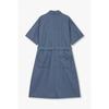 Studio Tomboy Pinstripe Denim Belted Short Sleeve Dress 9176341987