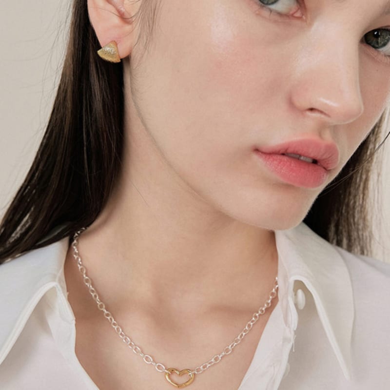 

J.Lauren Heart Point Bold Chain Silver Necklace N01204 single type